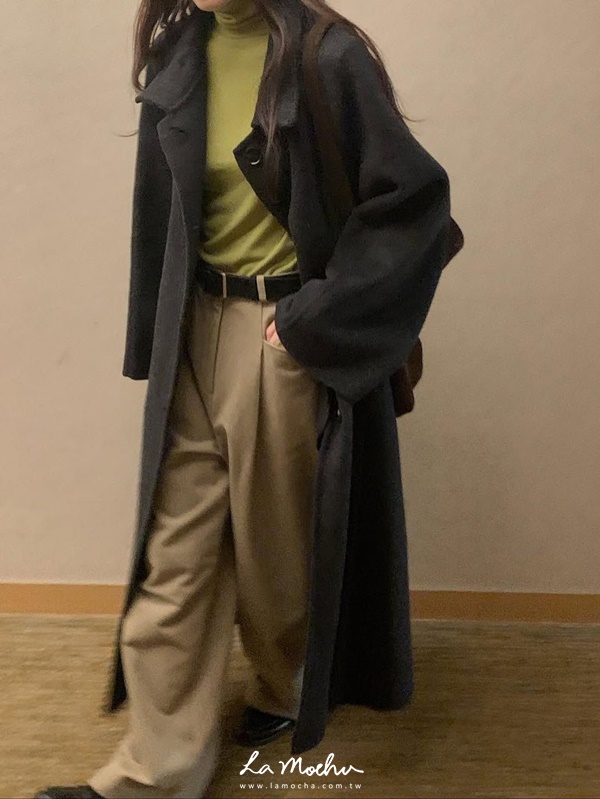 斜紋布打摺高腰褲